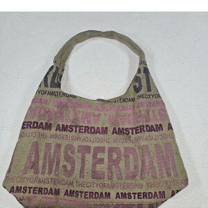 Robin Ruth Amsterdam City of Amsterdam Text Print Shoulder Tote Bag